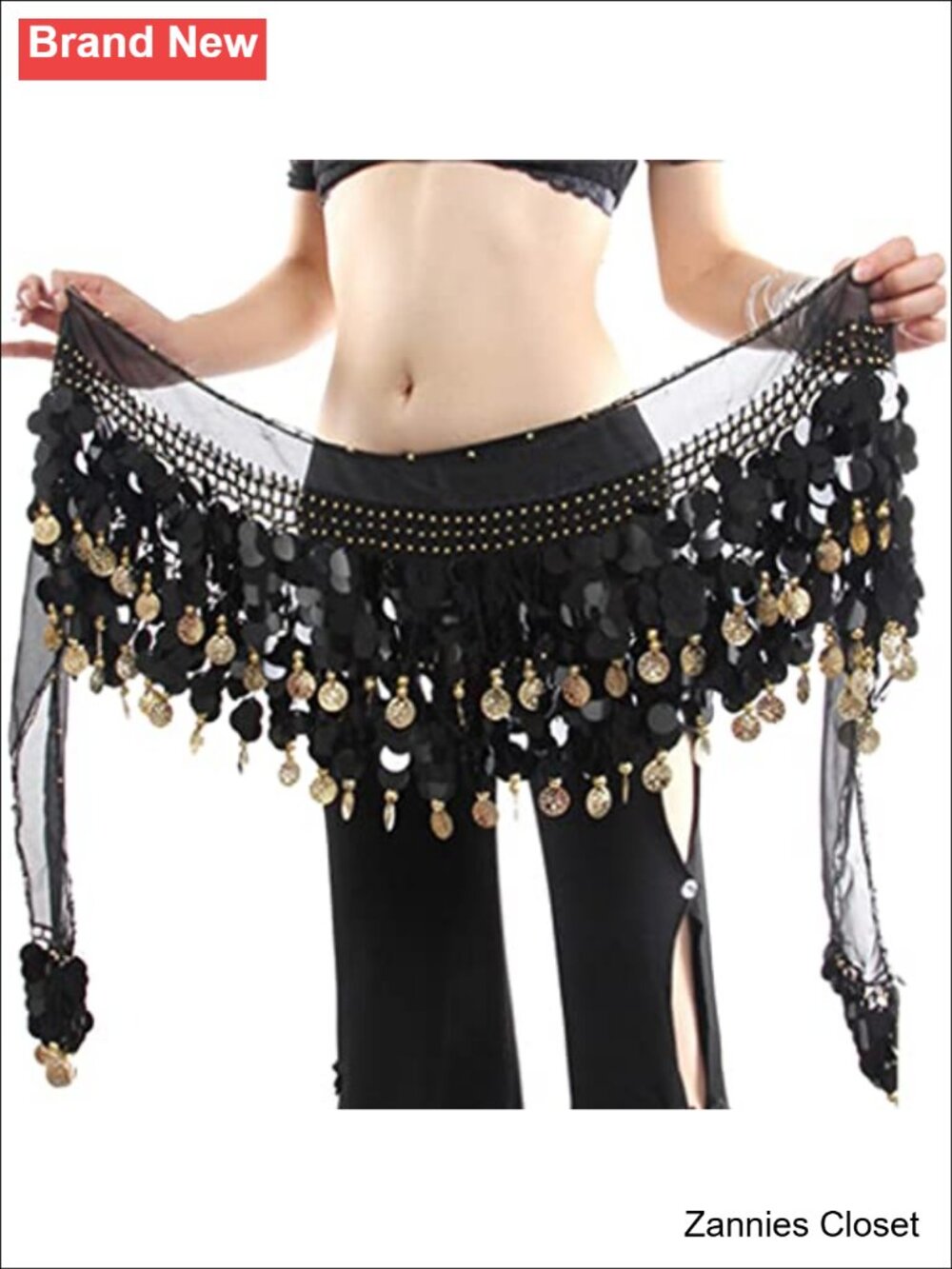 ✨ Belly Dance Hip Scarf 100% Polyester Wrap Skirt with Bling Sequins Coins